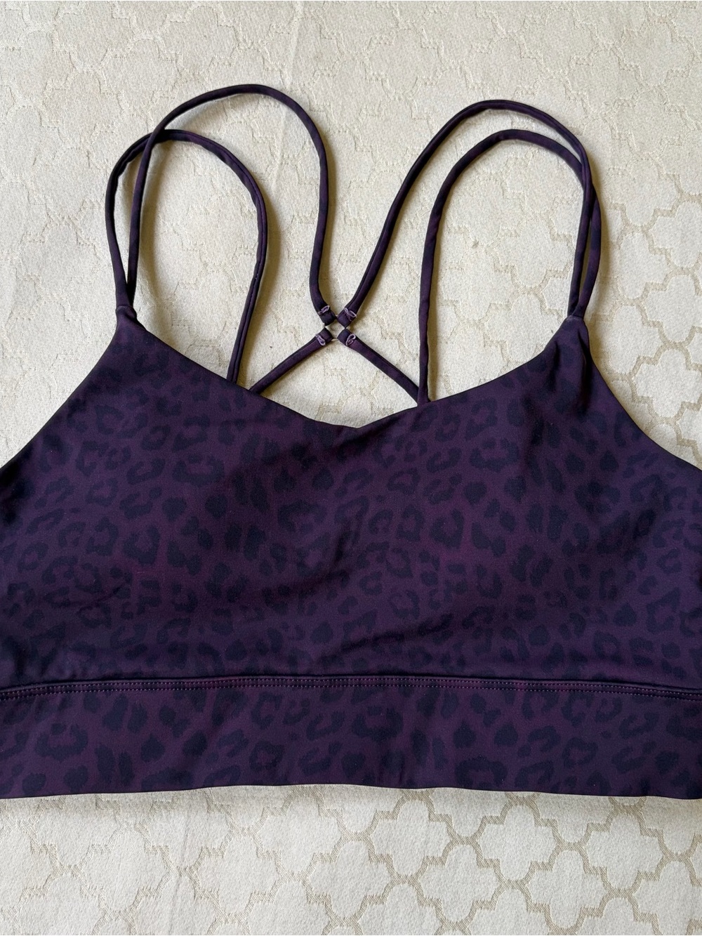Vie Active Carla Cheetah Leopard Oxblood Sports Bra Size Medium